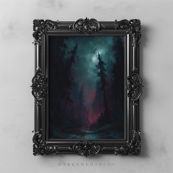 Dark Forest Abstract Wall Art, Gothic Cottagecore Moody Spooky Nature ...