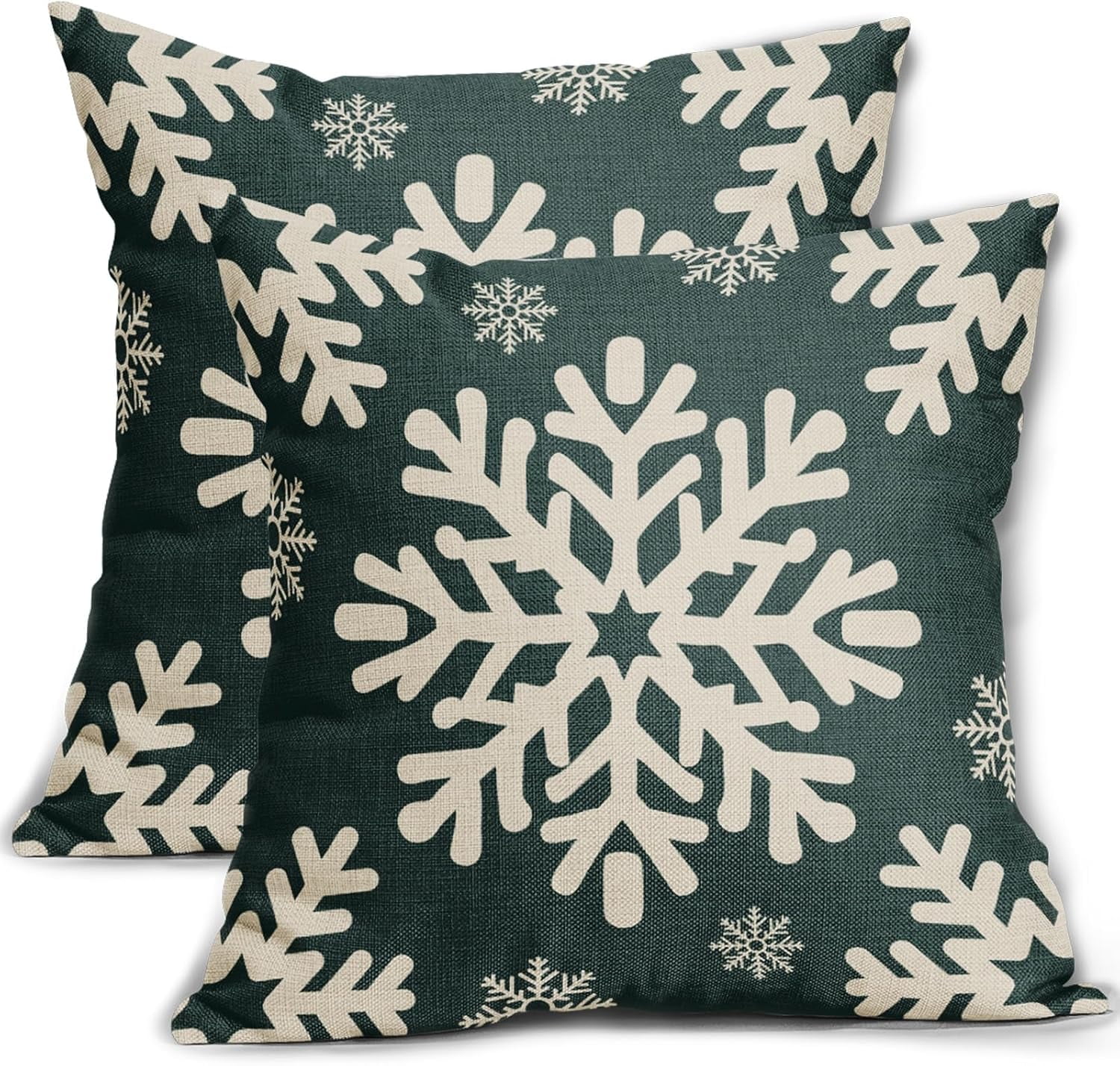 Hello Winter Pillow Covers Set Of 4 - Snowman & Penguin Designs | 18x18 Inch