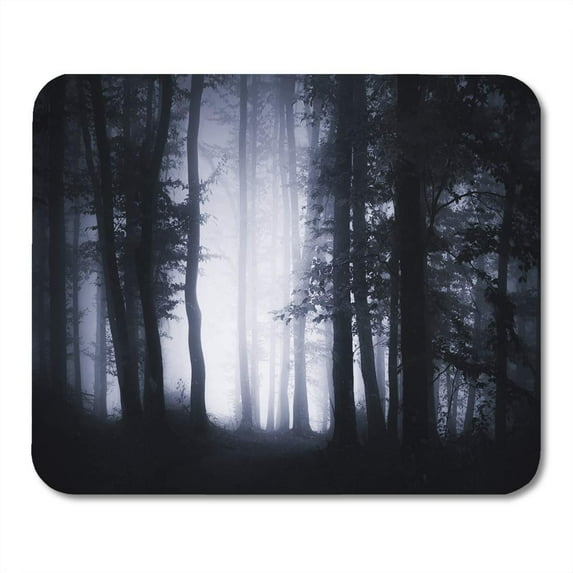 Dark Forest Landscape Woodland at Night Spooky Halloween Atmosphere Fog Trees and Mysterious Light Mousepad Mouse Pad Mouse Mat 9x10 inch