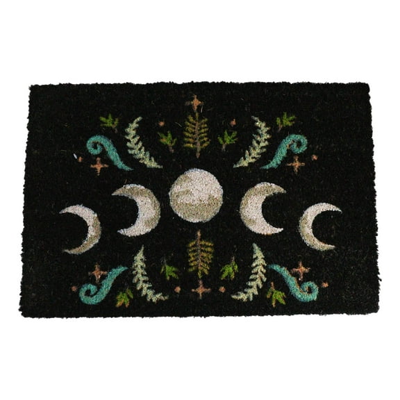 Dark Forest Moon Phase Wiccan Black Coir Coconut Fiber Floor Mat Doormat