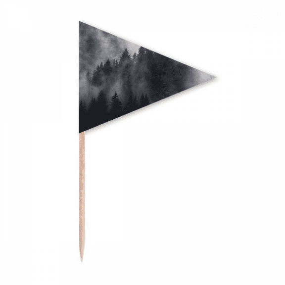 Dark Forest Mountain Fog Mist Toothpick Triangle Cupcake Toppers Flag