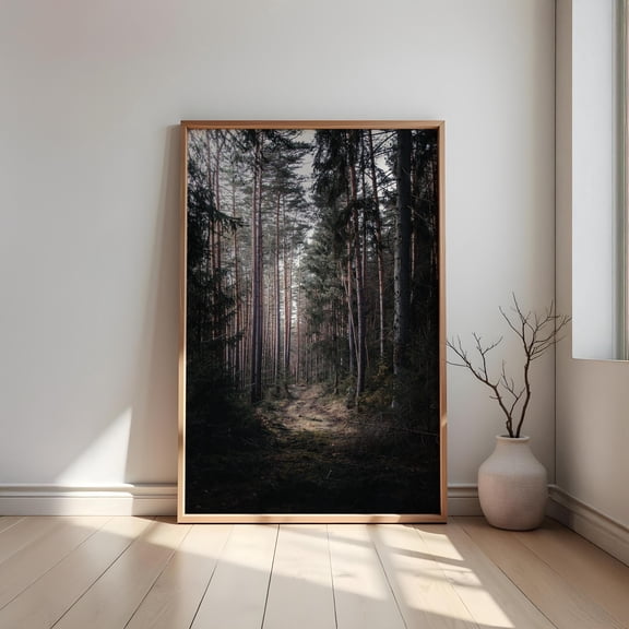 Dark Forest Path Photography Mystical Forest Poster Image With Trees Nature Instant Print Print Poster, Poster Only