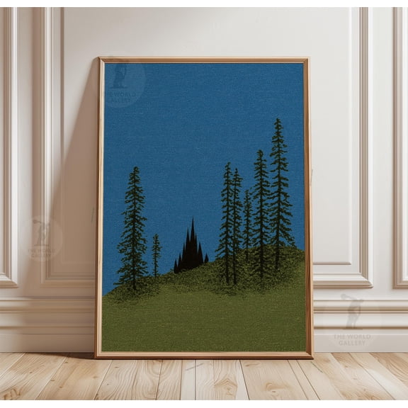 Dark Forest Poster, Gothic Landscape Wall Art, Moody Nature Silhouette Print, Poster Only