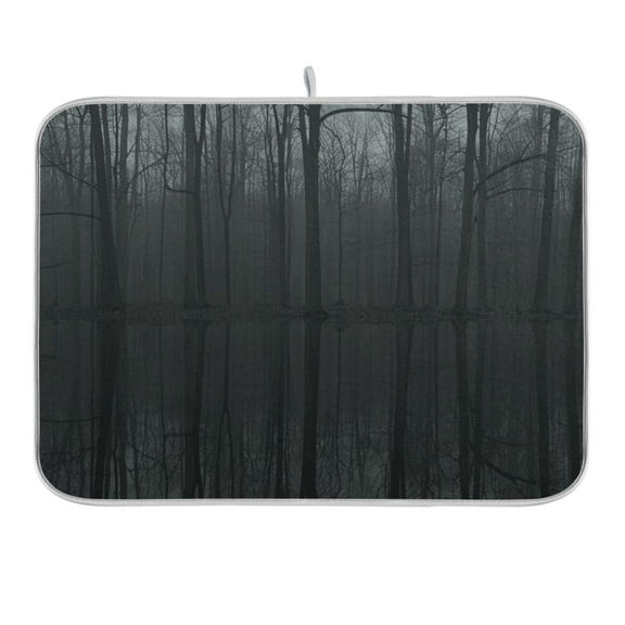 Dark Forest Reflections in Water Dish Drying Mat 16x18 Absorbent Microfiber Draining Rack Pad for Kitchen Counter Sink