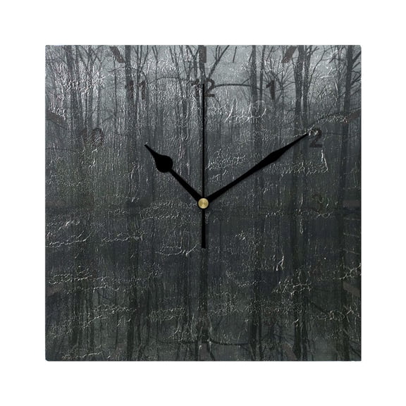 Dark Forest Reflections in Water Wall Clock Battery Operated Silent Non-Ticking Bedroom Office Kitchen Home School Decor 7.8"(Black)