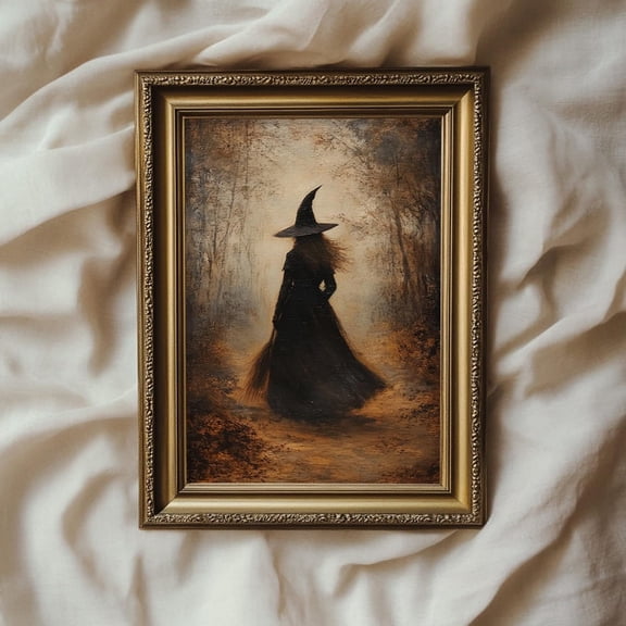Dark Forest Witch Vintage Moody Winter Holiday Wall Art Witchy Cottage Fall Winter Holiday Decor