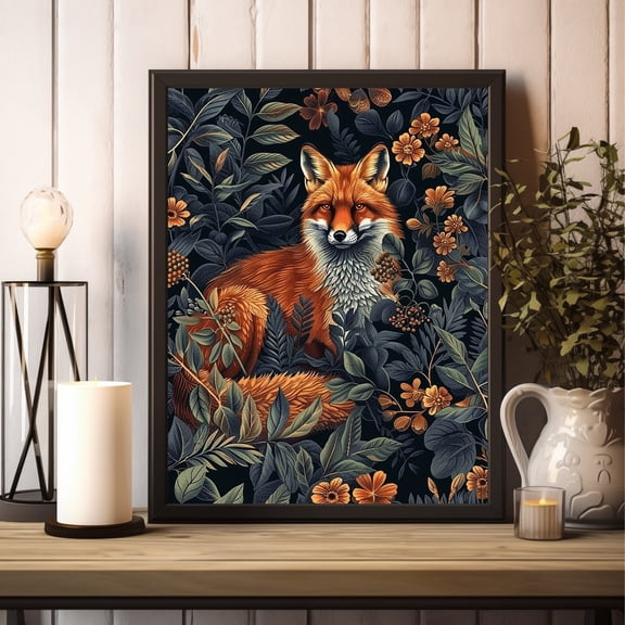 Dark Fox Dark Academia Forest Animal Wall Decor, Unframed Poster