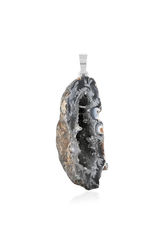 Dark Geode Amethyst Silvertone Pendant for Women Jewelry Birthday Christmas Gifts Ct 50.23