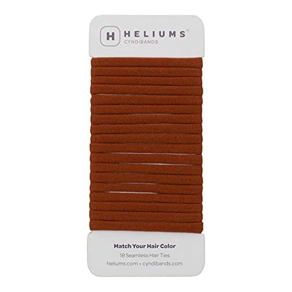 Dark Ginger Skinny Seamless 6mm Medium Hold Soft Nylon Fabric Rolled Ponytail Holders for Redheads- 18 Hair Ties