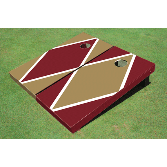 Dark Gold And Maroon Alternating Diamond Custom Cornhole Board