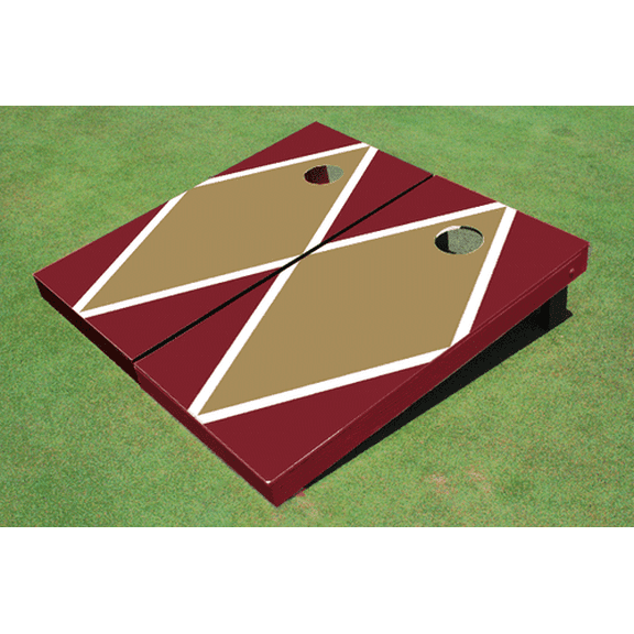 Dark Gold And Maroon Matching Diamond Custom Cornhole Board
