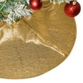 thumbnail image 1 of Dark Gold Christmas Tree Skirt, CXALSSY 35 inches Round Christmas Tree Skirt for XMAS Party Christmas Tree Decoration, 1 of 6