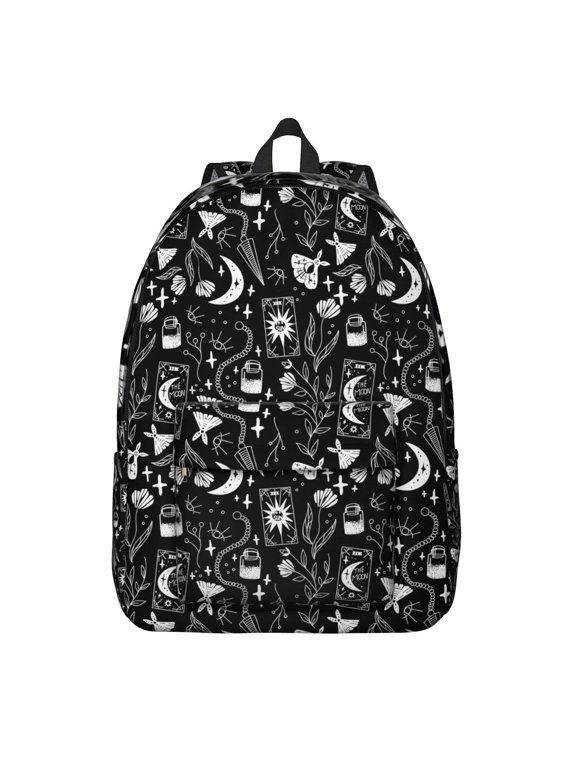 Dark Goth Moon and Star Backpack, Durable School Bag with Mystical Celestial Sky and Lunar Constellation Print