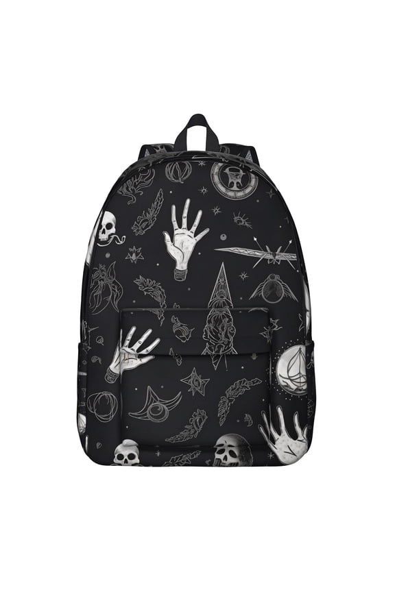 Dark Goth Moon and Star Backpack, Durable School Bag with Mystical Celestial Sky and Lunar Constellation Print