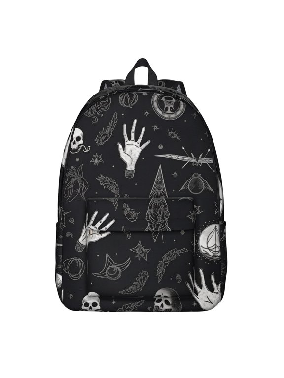 Dark Goth Moon and Star Backpack, Durable School Bag with Mystical Celestial Sky and Lunar Constellation Print
