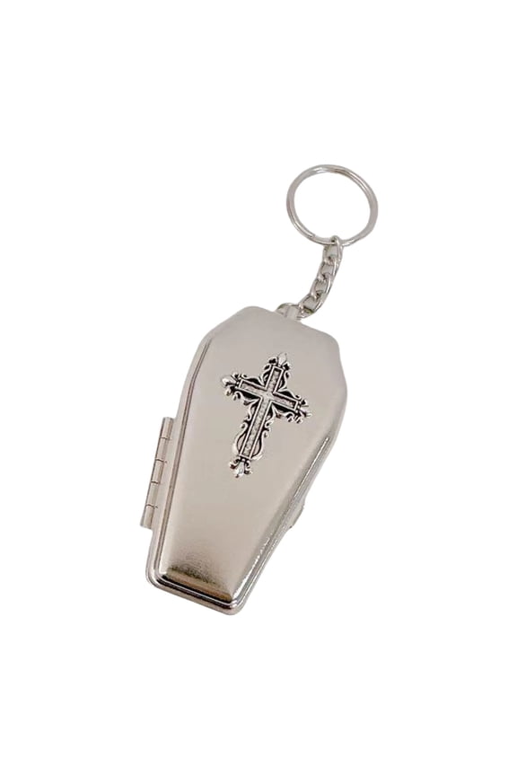 Dark Goth Styles Coffin Shape Keychain Pendant Necklace Daily Wear Jewelry Perfect for Punk Lovers and Trendsetters