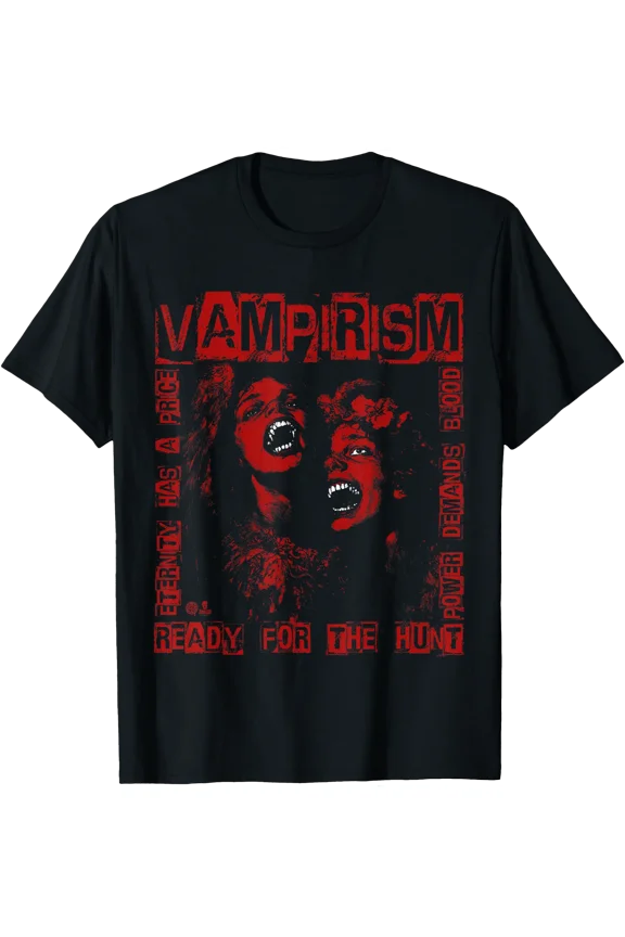 Dark Gothic Black and Red Vampire Emo Y2K Grunge Punk Goth T-Shirt, Unisex T-Shirt