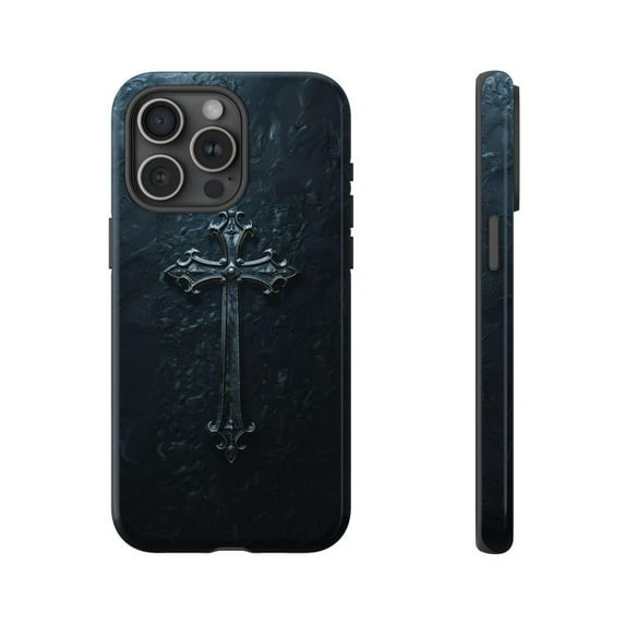 Dark Gothic Christian Cross Black Religious Artwork Phone Case with iPhone 11 to 17 Pro Max