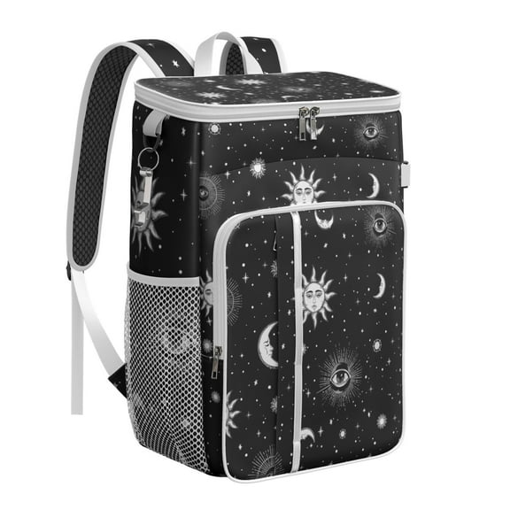 Dark Gothic Cooler Backpack - Solar Eclipse & Astral Constellation Design, 20L Insulated Lunch Backpack for Men, Women, College Students