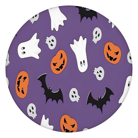 Dark Gothic Elegance Table Cover - Elastic Edge Waterproof Round Tablecloth with Skull Bat,44 inch Round Elastic Tablecloth