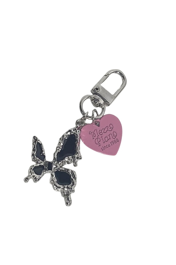Dark Gothic Keychain with Crosses Butterfly Design, Zines Alloy Crafted, Sturdy Compact for Purses Backpacks