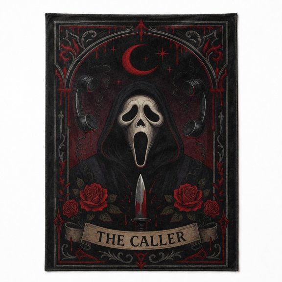 Dark Gothic Mask Fleece Throw Blanket, Soft 280 Gsm Polyester, Gothic Decor for Couch, Sofa & Bed
