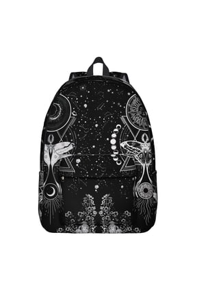 Dark Gothic Moon Backpack, Waterproof School Bag Featuring Mystical Night Sky and Astronomical Pattern