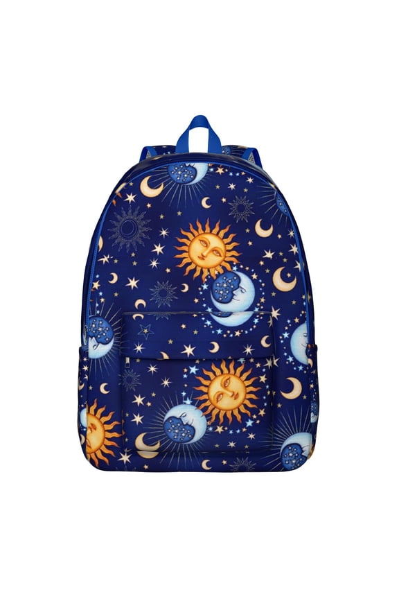 Dark Gothic Moon Backpack, Waterproof School Bag Featuring Mystical Night Sky and Astronomical Pattern