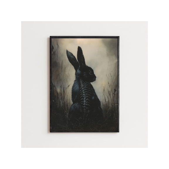 Dark Gothic Rabbit Art : Macabre Surrealist Decor Unframed Paper Print