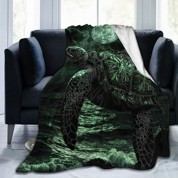 Dark Gothic Sea Turtles Throw Blanket Ultra Soft Cozy Decorative Flannel Blankets for Home Bed Couch Chair Travel 50x40