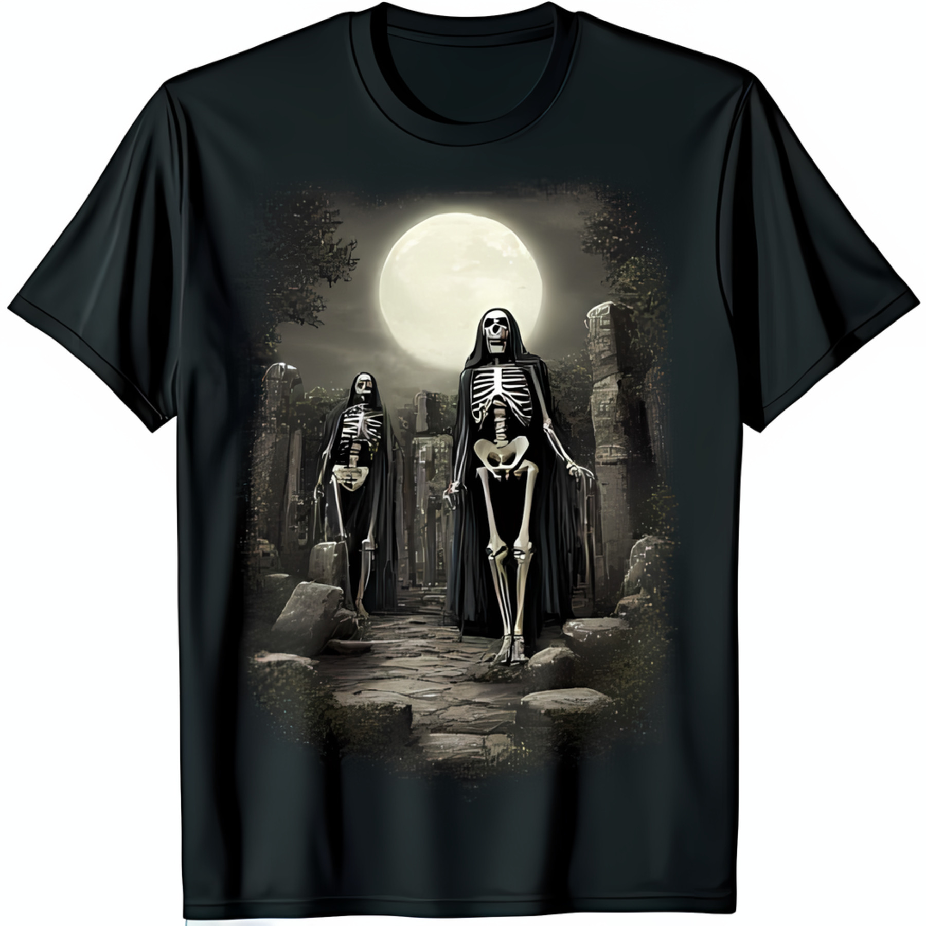 Gothic Heren T Shirt Skelet En Gothic Boek
