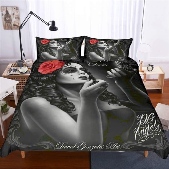 Dark Gothic Style Duvet Cover Set,Bedding Set for Kids and Adult, Home Decor, Queen Size