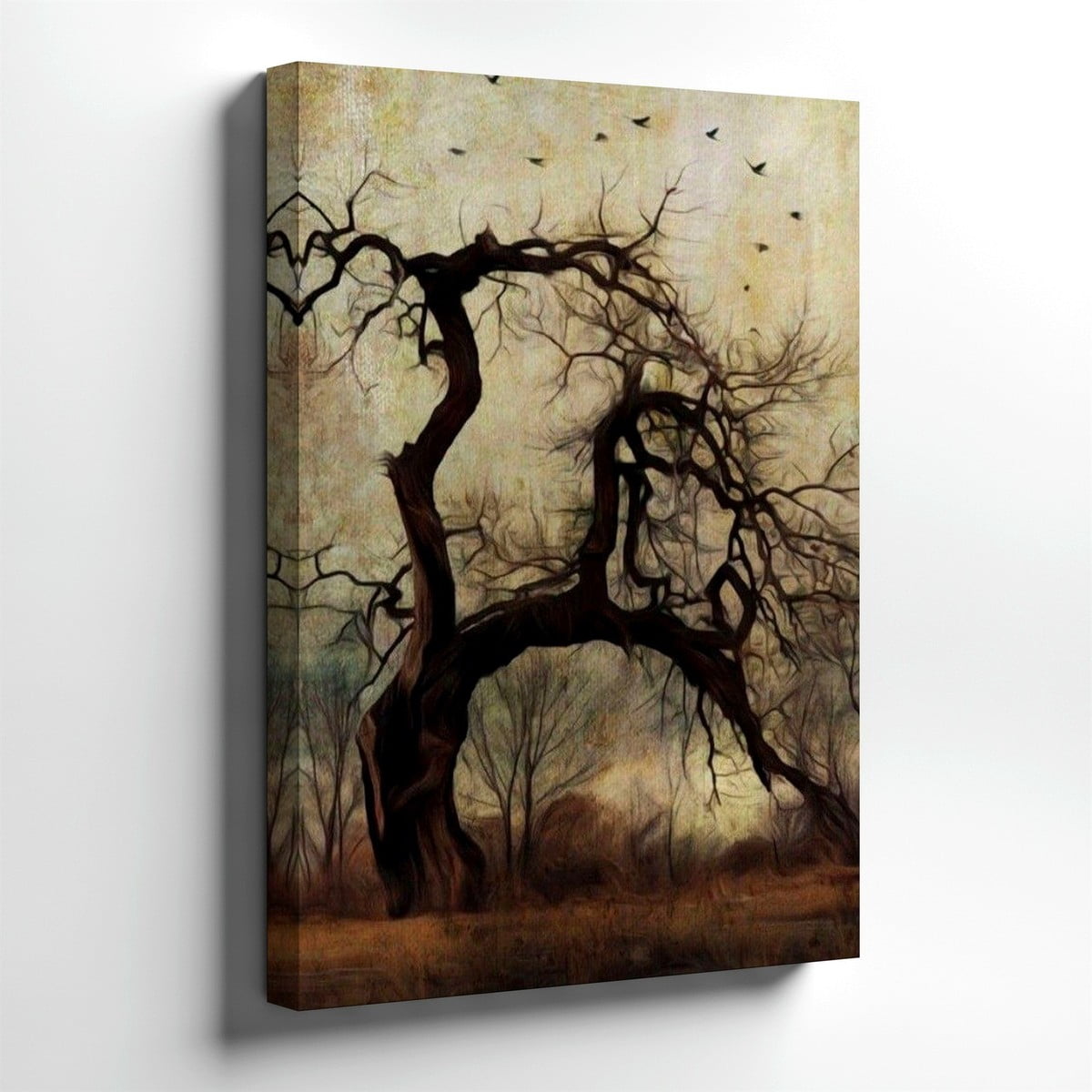 Dark Gothic Tree Landscape Surreal Bare Branches Birds Wall Art Print ...