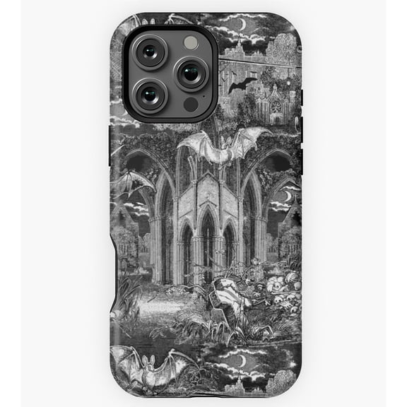 Dark Gothic Vampires Crypt Graves Bats Skeletons Pattern GA7741 Phone Case for iPhone 11 to 17 Pro Max