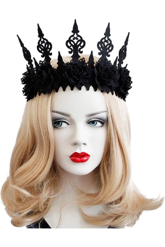Dark Gothic Wind Black Crown Hair Band Halloween Headband Headdress for Witcher Makeup Hair Accessories for Ball Party Masquerade and .