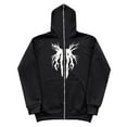 thumbnail image 1 of Dark Gothic Zip Hoodies for Men Y2K Graphic Hooded Sweatshirt Long Sleeve Streetwear Tops Black L, 1 of 2