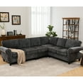 thumbnail image 1 of Dark Gray 109.5" Sectional, 6 Seater With Chenille Upholstery, Rolled & Rivets For Living Space , Upholstery Decor, 1 of 5