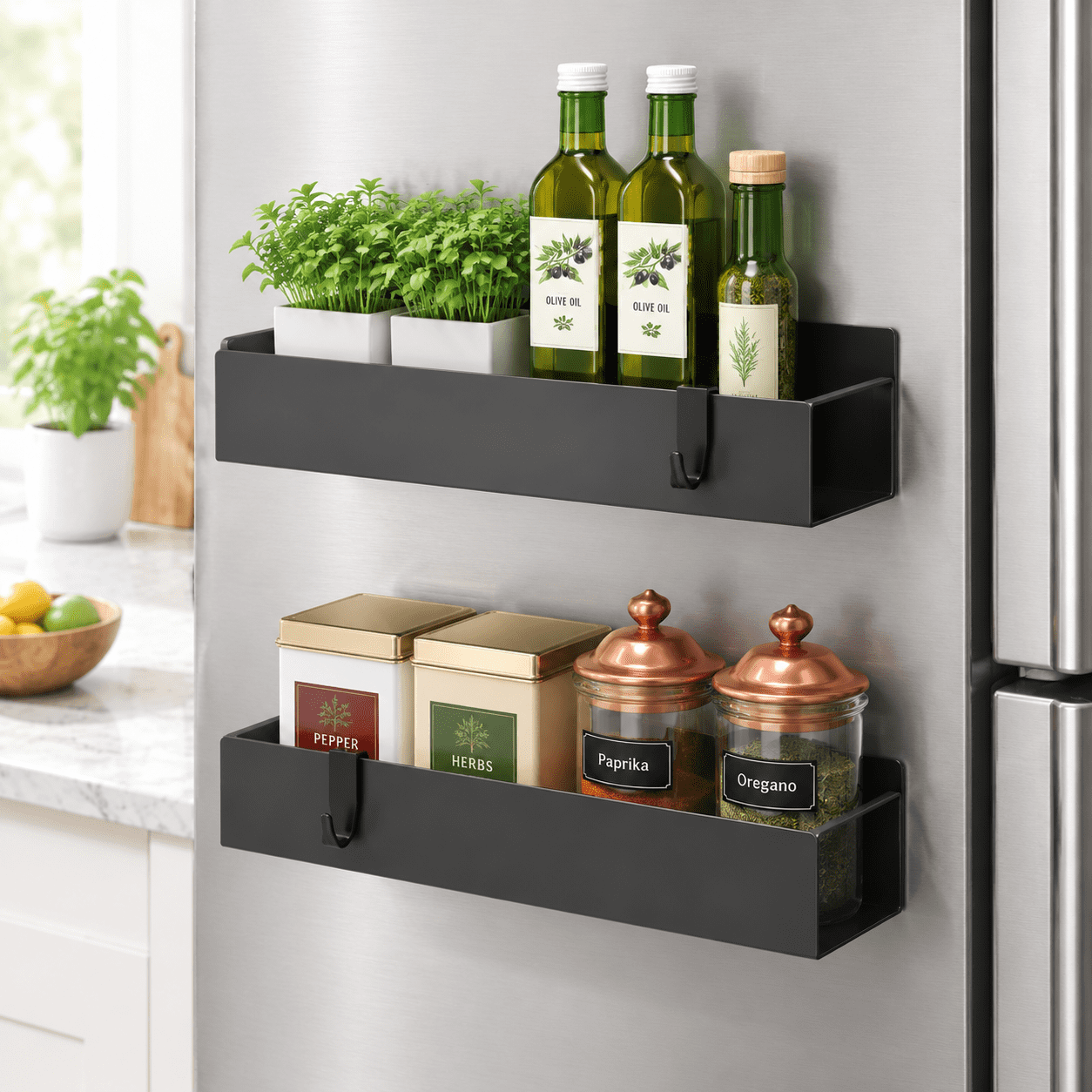 Refrigiration Racks Dark Gray 2 Pack Metalic Spice Rack For Refrigerator Storage - Walmart.com