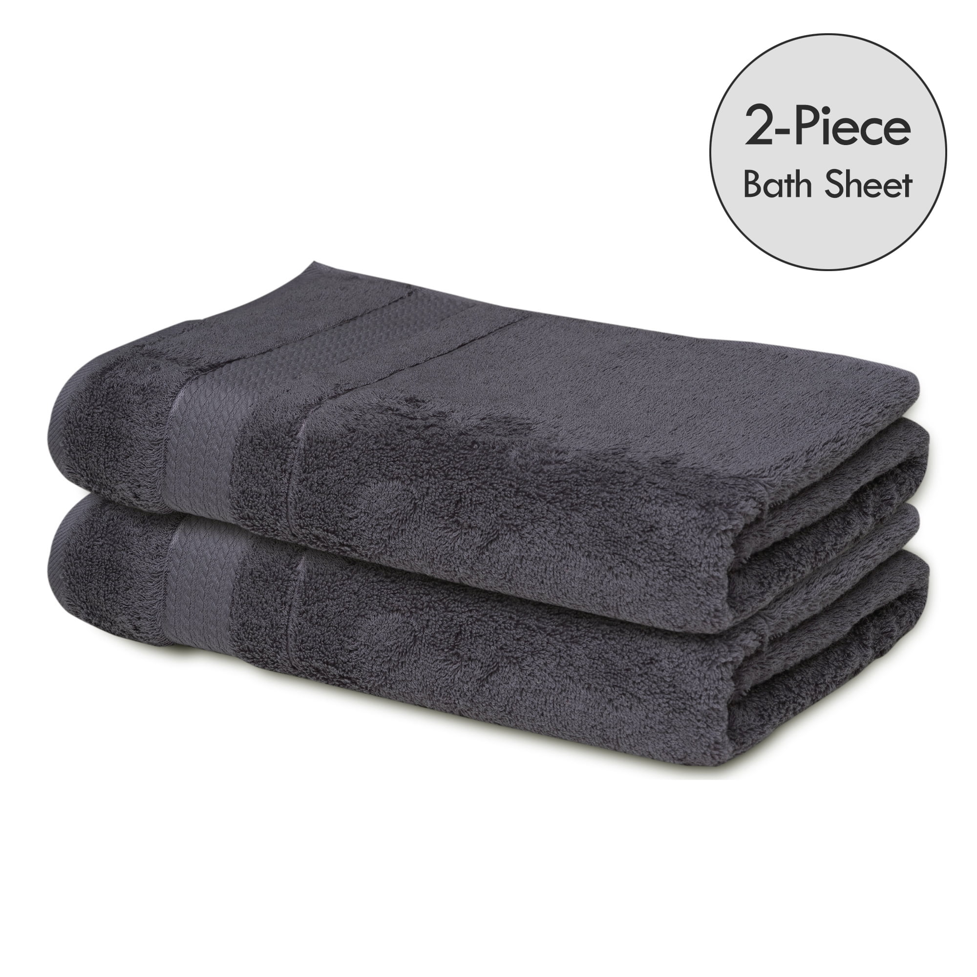 Dark Gray 2 Pc Bath Sheet, Quick Dry, Extra Absorbent, Melissa Linen Excellence Towel Collection
