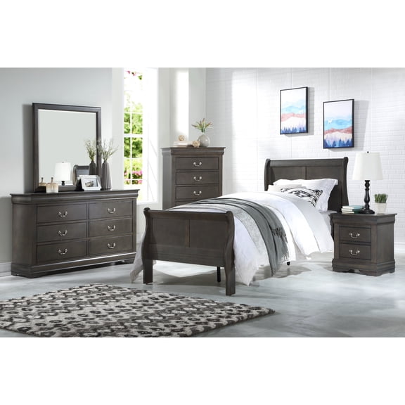Dark Gray 2pcs Bedroom Suite - Charming Eastern King Bed And Practical Nightstand Stunning Assorting Grouping