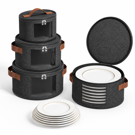 Dark Gray 4 Piece Tableware Storage Chest Set, 6.5'' x 12'' + 6'' x 10''+5.5'' x 9''+5'' x 7''
