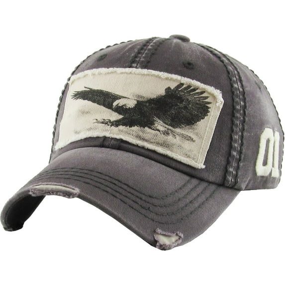 Dark Gray American Eagle Vintage Distressed Washed Baseball Cap Dad hat