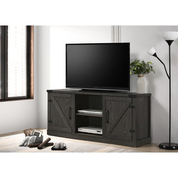 Dark Gray Appearance - 2 Open & 2 Cabinets - Family Gathering - Black Handles