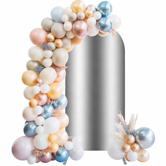 Dark Gray Arch Backdrop Cover 6.6Ft, Wedding Arch Covers Stretchy Backdrop, Gradient White Abstract Minimalist Stripe Fitted 2 Sided Arched Photo Background for Birthday Party Decorations