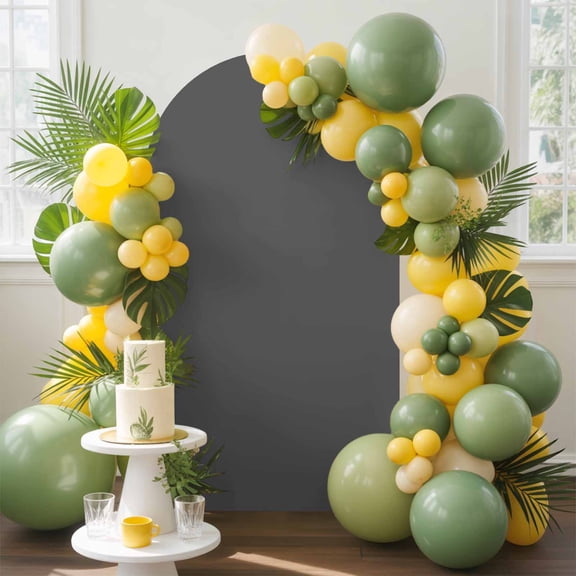 Dark Gray Arch Backdrop Cover, 7.2FT, Solid Color Spandex Arch Covers Double-Sided Backdrop for Wedding Birthday Party Photo Background Decoration