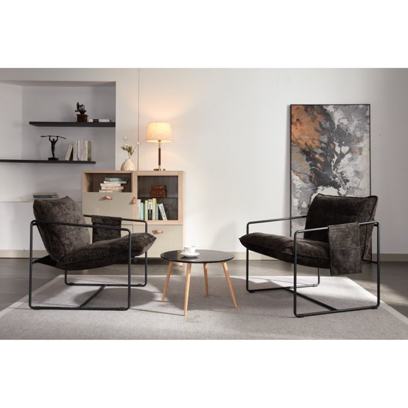 Dark Gray Armchair with Arm Pocket / Easy Assembly for Home Use