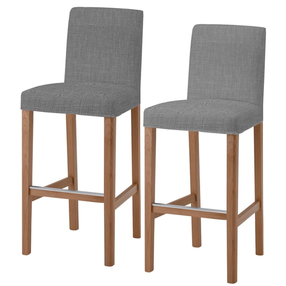 Dark Gray Bar Stool Cover Set of 2, Farmhouse Burlap Solid Grey Modern Linen Texture Stretch Bar Chair Cover, Removable Washable Pub Counter Stool Chair Slipcover for Kitchen Dining Room Pub Cafe