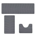 thumbnail image 1 of Dark Gray Bath Mat 3-Piece Set Non Slip Wave Pattern 16x47 16x24 16x20 Inch Absorbent Bathroom Rugs with Latex Backing, 1 of 7