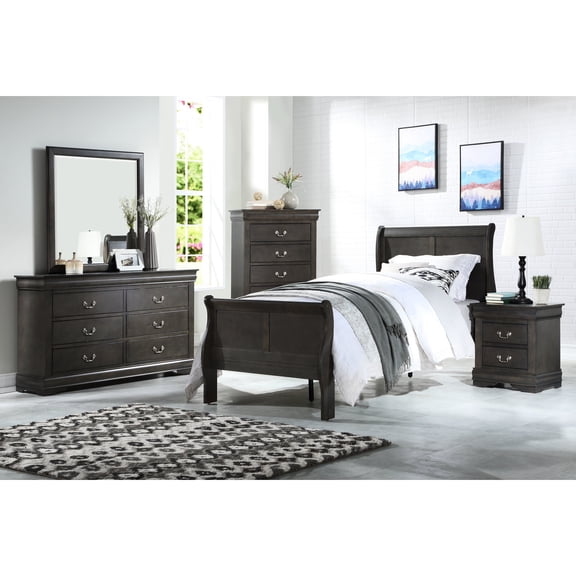 Dark Gray Bedroom Set (Eastern King) | Timeless Finish, Open - Feeling Bedroom | Synthetic Wood Material, Dovetail Drawer Craft | Solves Long - Term Use and Style Problems
