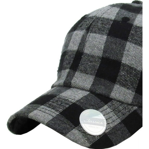 Dark Gray-Black Buffalo Plaid Classic Baseball Cap Dad Hat